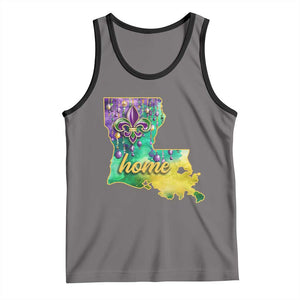 Home Louisiana Tank Top Mardi Gras Fleur De Lis LA Map TS09 Deep Heather Black Print Your Wear