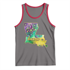 Home Louisiana Tank Top Mardi Gras Fleur De Lis LA Map TS09 Deep Heather Red Print Your Wear