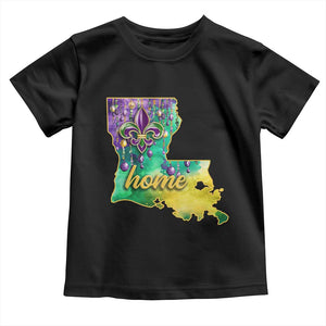 Home Louisiana Toddler T Shirt Mardi Gras Fleur De Lis LA Map TS09 Black Print Your Wear