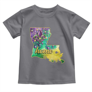 Home Louisiana Toddler T Shirt Mardi Gras Fleur De Lis LA Map TS09 Charcoal Print Your Wear