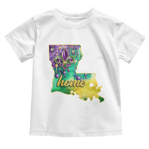 Home Louisiana Toddler T Shirt Mardi Gras Fleur De Lis LA Map TS09 White Print Your Wear