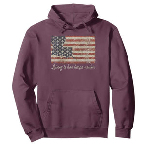 Louisiana Hoodie Laissez Les Bon Temps Rouler American Flag TS09 Maroon Print Your Wear