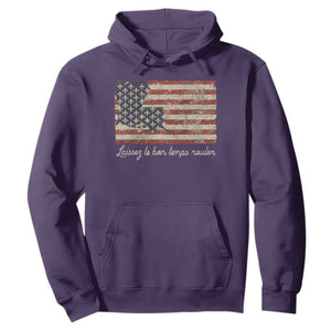 Louisiana Hoodie Laissez Les Bon Temps Rouler American Flag TS09 Purple Print Your Wear
