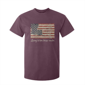 Louisiana T Shirt For Kid Laissez Les Bon Temps Rouler American Flag TS09 Maroon Print Your Wear