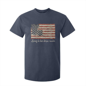 Louisiana T Shirt For Kid Laissez Les Bon Temps Rouler American Flag TS09 Navy Print Your Wear