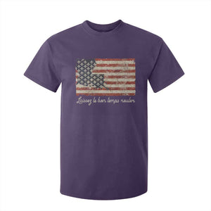 Louisiana T Shirt For Kid Laissez Les Bon Temps Rouler American Flag TS09 Purple Print Your Wear
