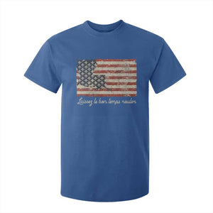 Louisiana T Shirt For Kid Laissez Les Bon Temps Rouler American Flag TS09 Royal Blue Print Your Wear