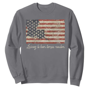 Louisiana Sweatshirt Laissez Les Bon Temps Rouler American Flag TS09 Charcoal Print Your Wear