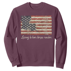 Louisiana Sweatshirt Laissez Les Bon Temps Rouler American Flag TS09 Maroon Print Your Wear