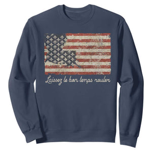 Louisiana Sweatshirt Laissez Les Bon Temps Rouler American Flag TS09 Navy Print Your Wear