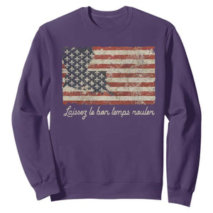 Louisiana Sweatshirt Laissez Les Bon Temps Rouler American Flag TS09 Purple Print Your Wear
