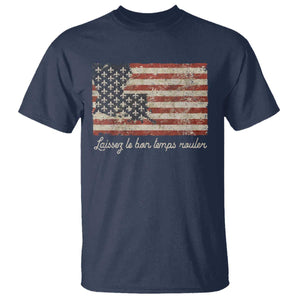 Louisiana T Shirt Laissez Les Bon Temps Rouler American Flag TS09 Navy Print Your Wear
