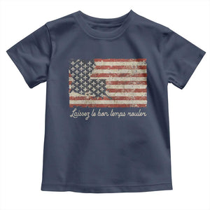 Louisiana Toddler T Shirt Laissez Les Bon Temps Rouler American Flag TS09 Navy Print Your Wear