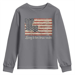 Louisiana Youth Sweatshirt Laissez Les Bon Temps Rouler American Flag TS09 Charcoal Print Your Wear