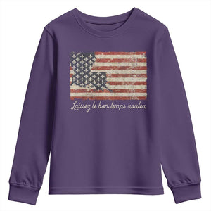 Louisiana Youth Sweatshirt Laissez Les Bon Temps Rouler American Flag TS09 Purple Print Your Wear