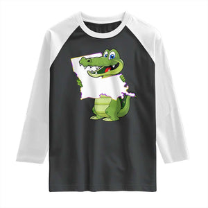 Cute Louisiana Aligator Raglan Shirt TS09 Black White Print Your Wear