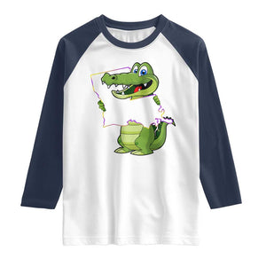 Cute Louisiana Aligator Raglan Shirt TS09 White Navy Print Your Wear