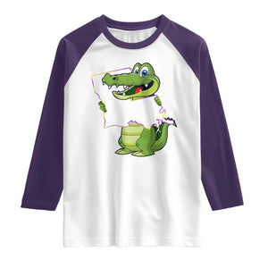 Cute Louisiana Aligator Raglan Shirt TS09 White Purple Print Your Wear