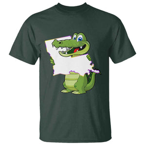 Cute Louisiana Aligator T Shirt TS09 Dark Forest Green Print Your Wear