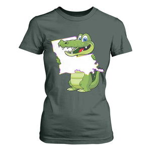 Cute Louisiana Aligator T Shirt For Women TS09 Dark Forest Green Print Your Wear