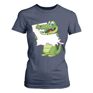 Cute Louisiana Aligator T Shirt For Women TS09 Navy Print Your Wear