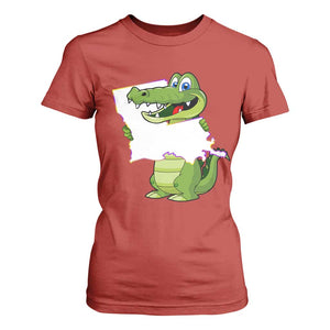 Cute Louisiana Aligator T Shirt For Women TS09 Red Print Your Wear