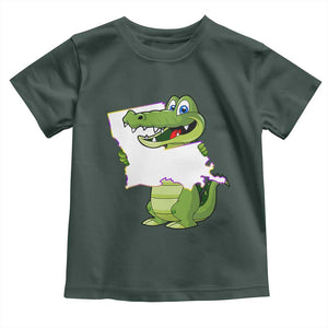 Cute Louisiana Aligator Toddler T Shirt TS09 Dark Forest Green Print Your Wear