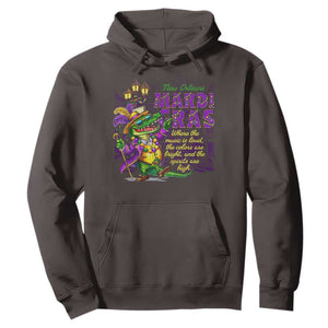 New Orleans Louisiana Mardi Gras Hoodie Where The Music Is Loud The Colors Are Bright And The Spirits Are High TS09 Dark Chocolate Print Your Wear