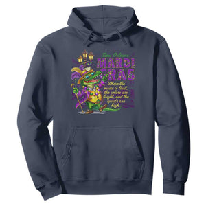 New Orleans Louisiana Mardi Gras Hoodie Where The Music Is Loud The Colors Are Bright And The Spirits Are High TS09 Navy Print Your Wear