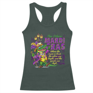 New Orleans Louisiana Mardi Gras Racerback Tank Top Where The Music Is Loud The Colors Are Bright And The Spirits Are High TS09 Dark Forest Green Print Your Wear