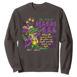 New Orleans Louisiana Mardi Gras Sweatshirt Where The Music Is Loud The Colors Are Bright And The Spirits Are High TS09 Dark Chocolate Print Your Wear