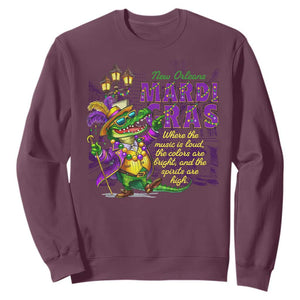 New Orleans Louisiana Mardi Gras Sweatshirt Where The Music Is Loud The Colors Are Bright And The Spirits Are High TS09 Maroon Print Your Wear
