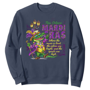 New Orleans Louisiana Mardi Gras Sweatshirt Where The Music Is Loud The Colors Are Bright And The Spirits Are High TS09 Navy Print Your Wear