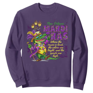 New Orleans Louisiana Mardi Gras Sweatshirt Where The Music Is Loud The Colors Are Bright And The Spirits Are High TS09 Purple Print Your Wear