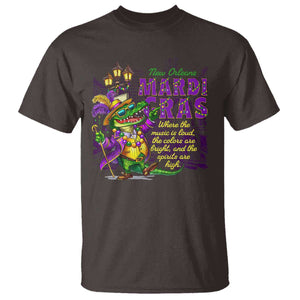 New Orleans Louisiana Mardi Gras T Shirt Where The Music Is Loud The Colors Are Bright And The Spirits Are High TS09 Dark Chocolate Print Your Wear