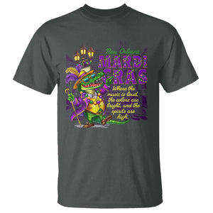 New Orleans Louisiana Mardi Gras T Shirt Where The Music Is Loud The Colors Are Bright And The Spirits Are High TS09 Dark Heather Print Your Wear