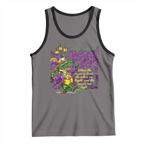 New Orleans Louisiana Mardi Gras Tank Top Where The Music Is Loud The Colors Are Bright And The Spirits Are High TS09 Deep Heather Black Print Your Wear