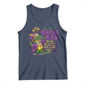 New Orleans Louisiana Mardi Gras Tank Top Where The Music Is Loud The Colors Are Bright And The Spirits Are High TS09 Navy Print Your Wear