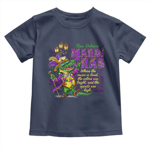 New Orleans Louisiana Mardi Gras Toddler T Shirt Where The Music Is Loud The Colors Are Bright And The Spirits Are High TS09 Navy Print Your Wear