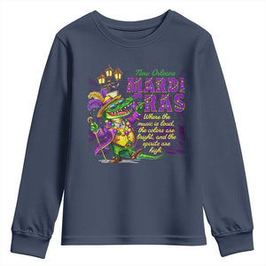 New Orleans Louisiana Mardi Gras Youth Sweatshirt Where The Music Is Loud The Colors Are Bright And The Spirits Are High TS09 Navy Print Your Wear