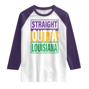 Straight Outta Louisiana Raglan Shirt TS09 White Purple Print Your Wear