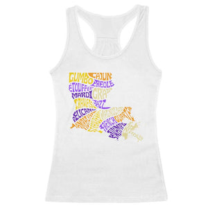 Louisiana Racerback Tank Top Creole Cajun Culture LA Map TS09 White Print Your Wear