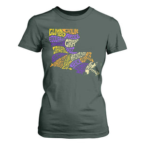 Louisiana T Shirt For Women Creole Cajun Culture LA Map TS09 Dark Forest Green Print Your Wear