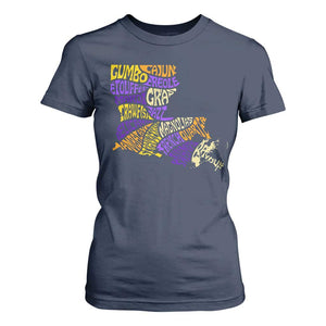 Louisiana T Shirt For Women Creole Cajun Culture LA Map TS09 Navy Print Your Wear