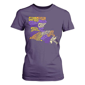 Louisiana T Shirt For Women Creole Cajun Culture LA Map TS09 Purple Print Your Wear