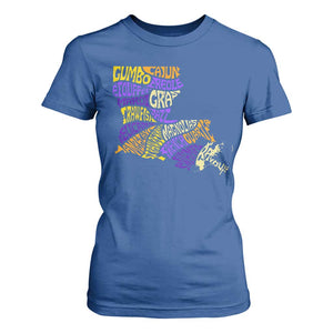 Louisiana T Shirt For Women Creole Cajun Culture LA Map TS09 Royal Blue Print Your Wear