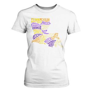 Louisiana T Shirt For Women Creole Cajun Culture LA Map TS09 White Print Your Wear