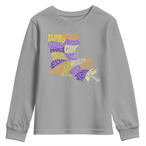 Louisiana Youth Sweatshirt Creole Cajun Culture LA Map TS09 Sport Gray Print Your Wear
