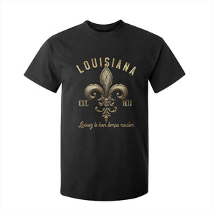 Louisiana Fleur De Lis T Shirt For Kid Laissez Les Bon Temps Rouler 1812 TS09 Black Print Your Wear