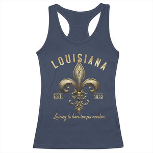 Louisiana Fleur De Lis Racerback Tank Top Laissez Les Bon Temps Rouler 1812 TS09 Navy Print Your Wear